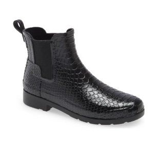 EUC Hunter Original Refined Embossed Waterproof Chelsea Rain Boot - Size 6 US